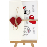 13x18 Kartpostal - Açık Davetiye Zarfı - 13x18-Krem- Kırmızı Kalpli