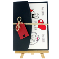 13x18 Kartpostal - Açık Davetiye Zarfı - 13x18-Siyah - İpli, Kırmızı Etiketli