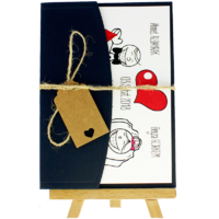 13x18 Kartpostal - Açık Davetiye Zarfı - 13x18-Siyah - İpli, Kraft Etiketli