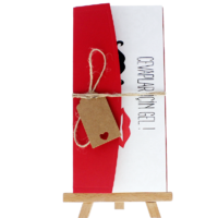dikdörtgen - Açık Davetiye Zarfı - 21x10-Kırmızı- İpli, Kraft Etiketli